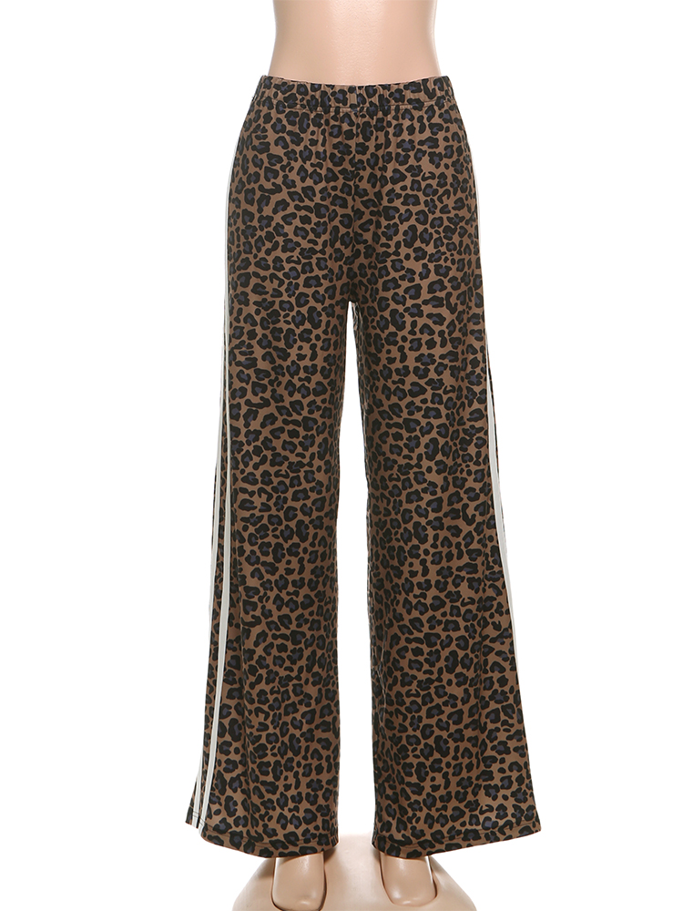 Sisterlinda imprimé léopard pantalon femmes Hipster automne sport Patchwork rayures automne tendance basique Streetwear décontracté pantalon ample
