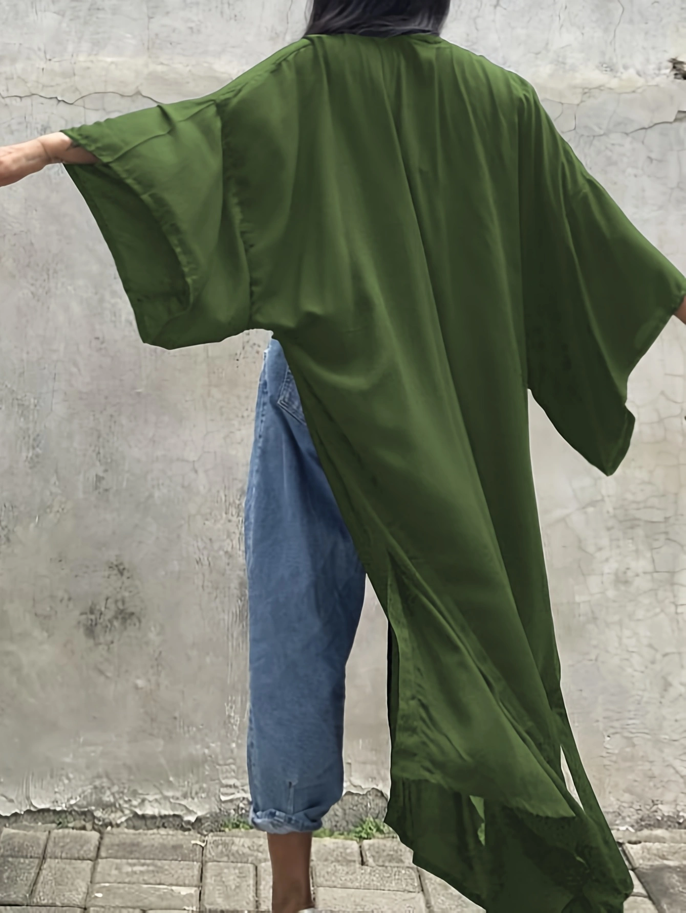 Kimono Cardigan d'été pour femme, style bohème ethnique, couleur unie, ouvert sur le devant, avec ceinture, paréo de plage, châle de bikini pour la mer