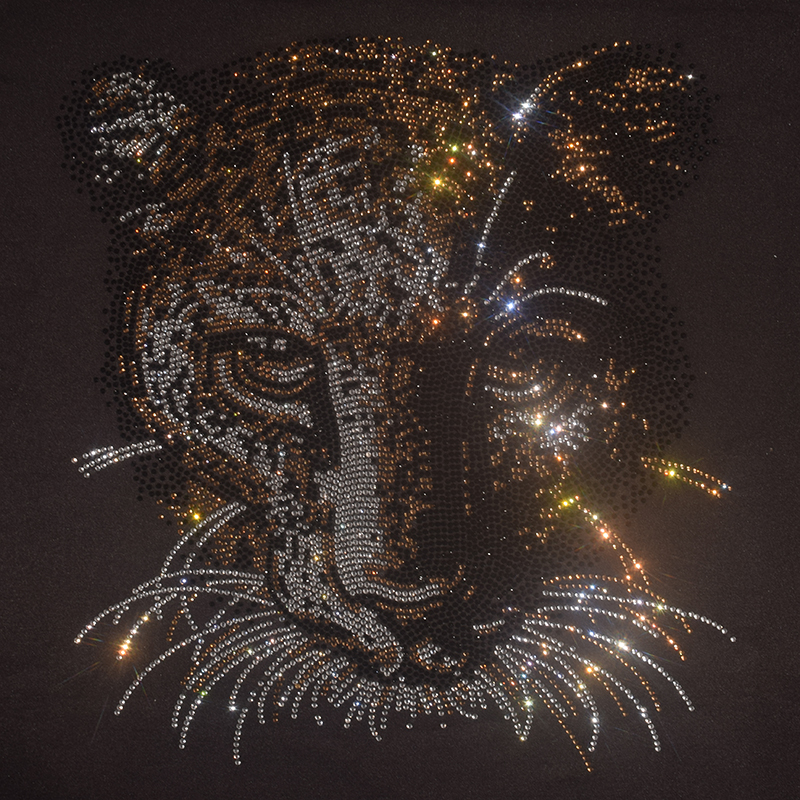 T-Shirt d'été décontracté à manches courtes en coton et soie glacée pour hommes, avec motif léopard en strass à la mode