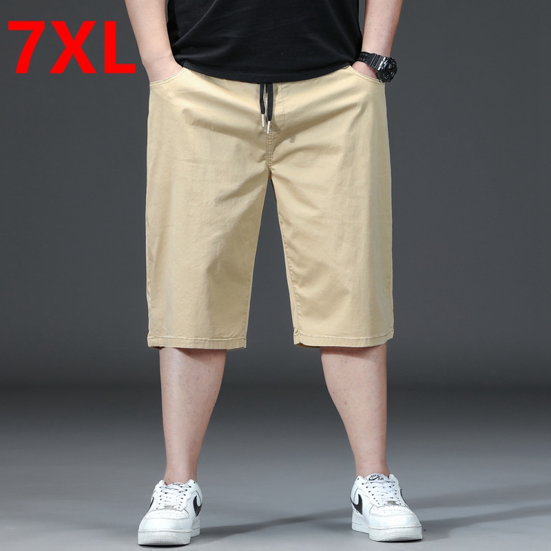 Short d'été grande taille pour hommes, ample, surdimensionné, pantalon moyen, fin, extensible, en coton, décontracté, longueur aux genoux, 42 44 46