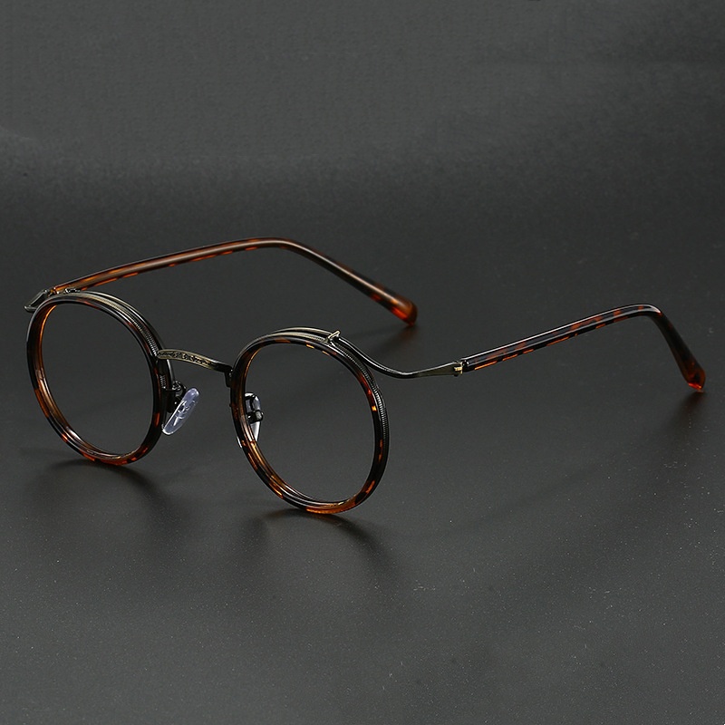 Monture de lunettes de luxe rétro de marque, monture ronde pour hommes et femmes, en alliage d'acier inoxydable ultraléger, anti-lumière bleue