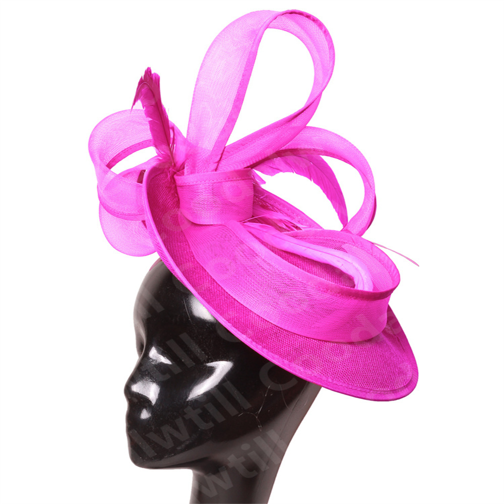 Mariée mariage maille fascinateurs église chapeau dames femmes Derby grand fascinateur chapeaux fête événement casque mariée mariage pilulier casquette