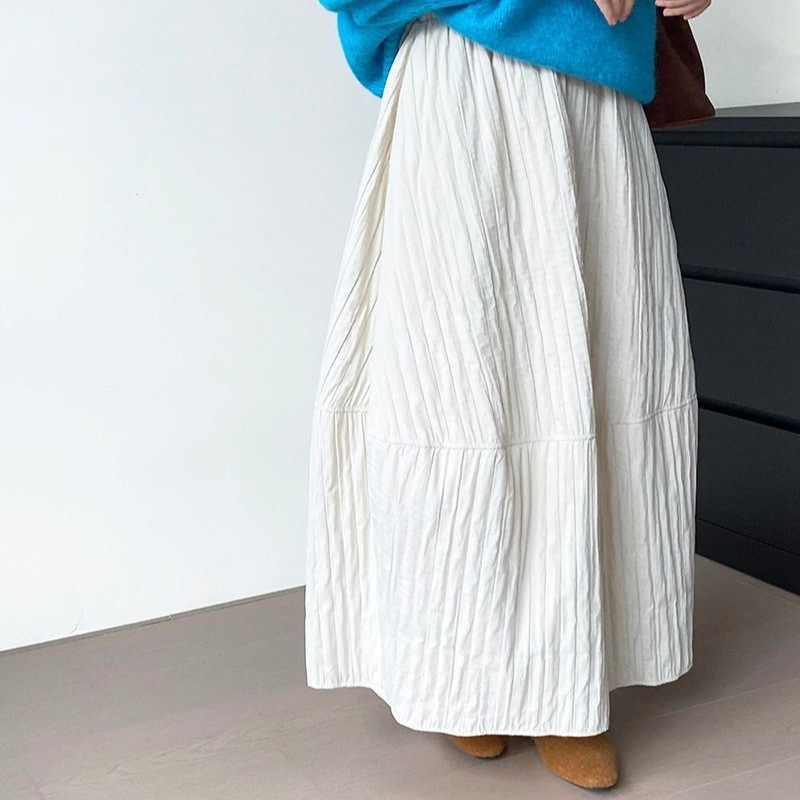 Jupe bourgeon taille haute pour femmes, mi-longue, ligne a, lanterne, matelassée, décontractée, chaude, nouvelle collection automne hiver 2025