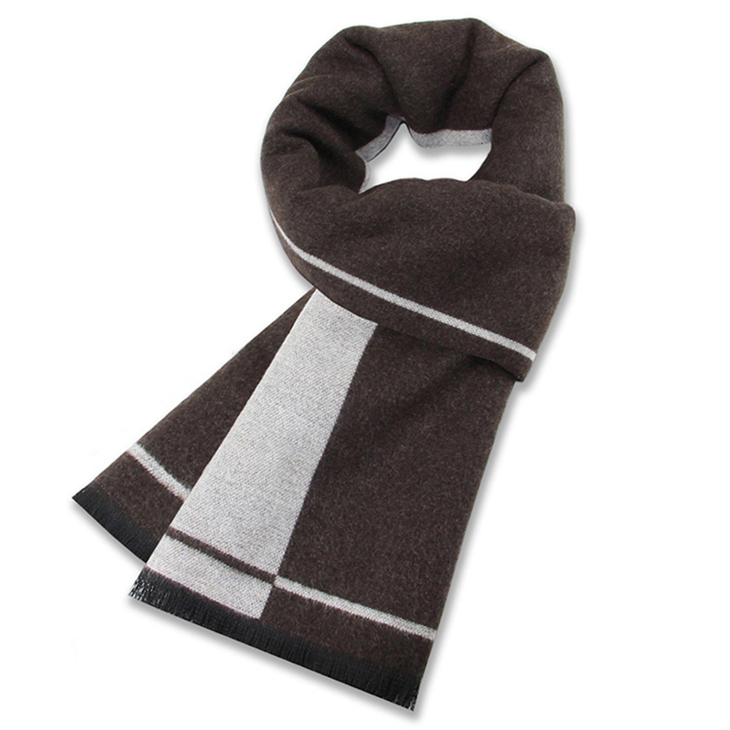 Écharpe de luxe homme hiver chaud laine écharpe pour hommes cachemire soie foulards décontracté Plaid affaires mâle Long Pashmina châles silencieux