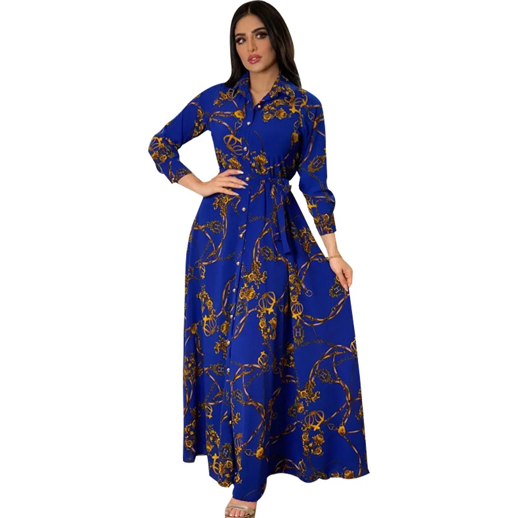 Mode femme nouvelle robe élégante Sexy tempérament impression numérique longue chemise robe dames élégant banlieue tenue décontractée