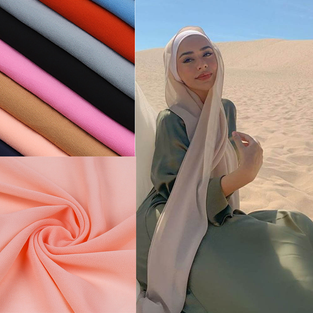 Ramadan mousseline de soie Hijab écharpe 72*175 cm couleur unie mode musulmane châle foulards pour femmes Islam chapeaux dames foulards voile