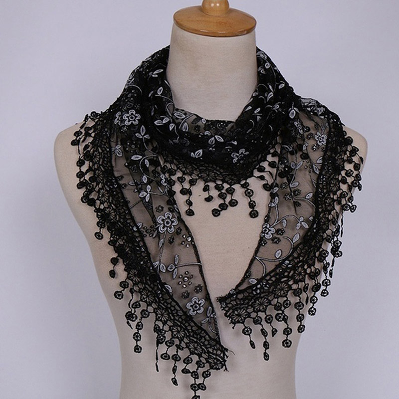 Écharpe Triangle en dentelle florale pour femme, châle à pampilles, classique, décontracté, Transparent, respirant, protection solaire, nouvelle collection 2023