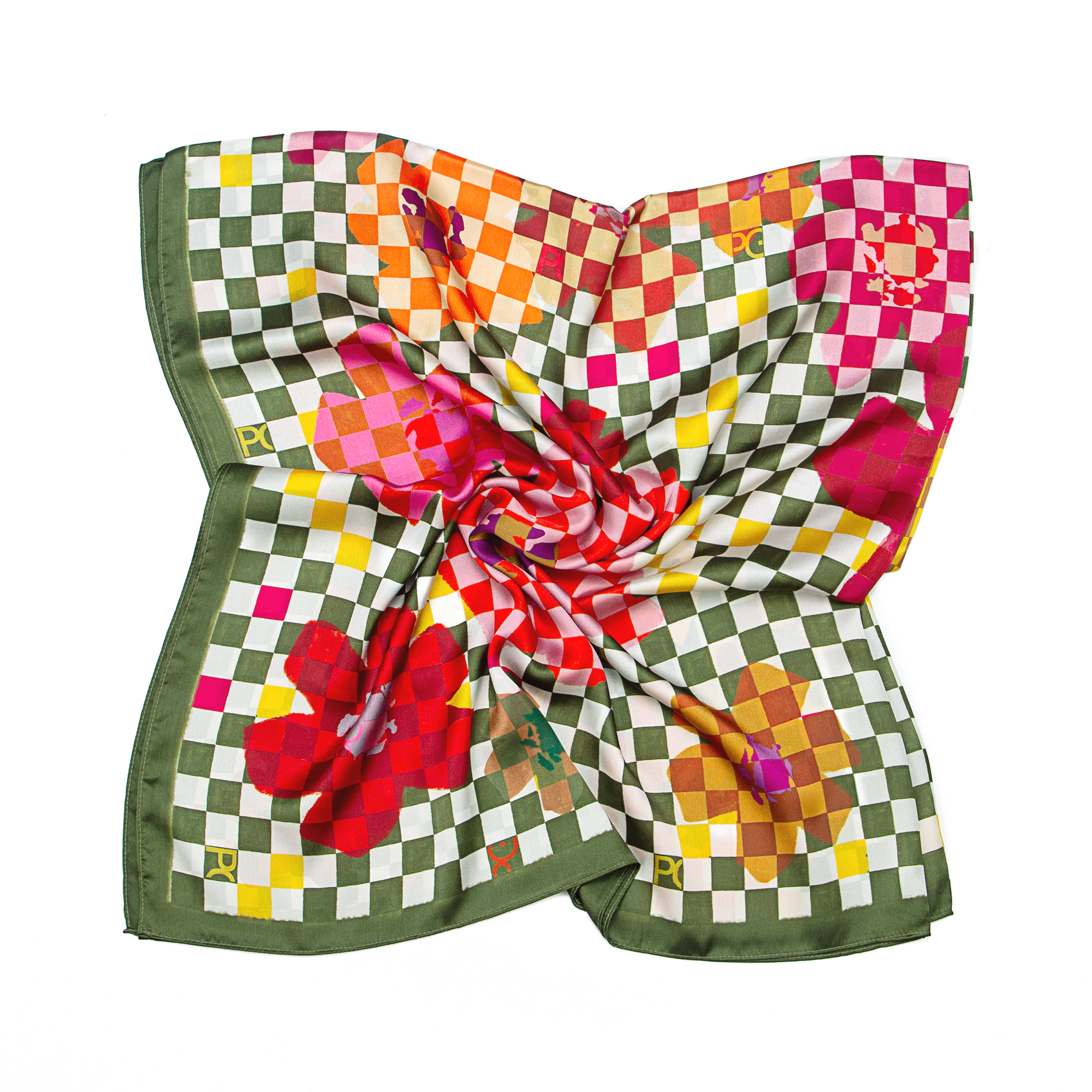 Écharpe en soie pour femme PG PATSY GARIS, style haute couture, motifs uniques, cadeau pour femme, écharpe en soie de style niche