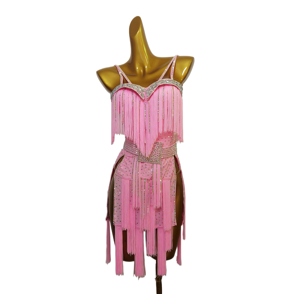 Robe Professionnelle de brevLatine avec Pompon Rouge pour Femme, Vêtement de Scène Standard, Haut de Gamme, Personnalisé, Cha Tango, Adulte