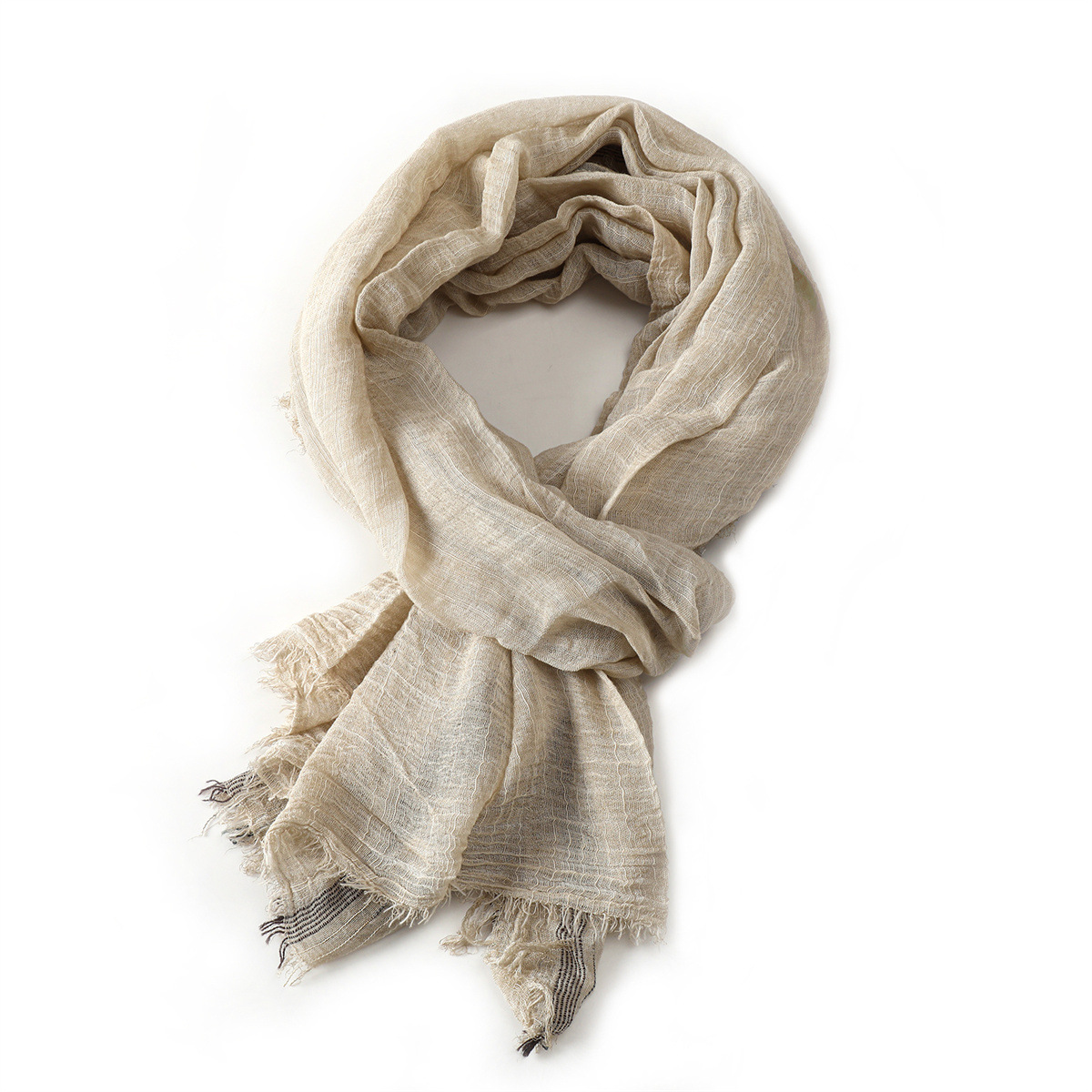 Écharpes en coton et lin rayées pour hommes, chaudes pour l'automne et l'hiver, foulard pashmina tie-dye à courte frange, marque masculine Bufanda Muffle