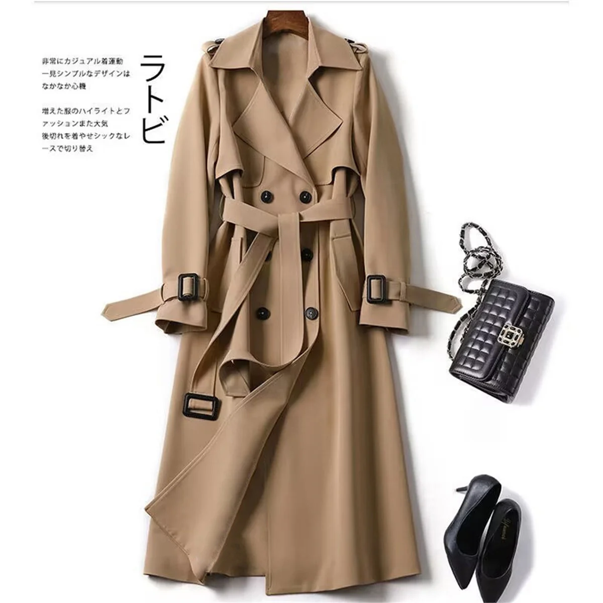Vestes britanniques élégantes pour femmes, coupe-vent large, streetwear midi, combcasual, bureau, dame, bouton, mince, manteau chic, mode automne et hiver