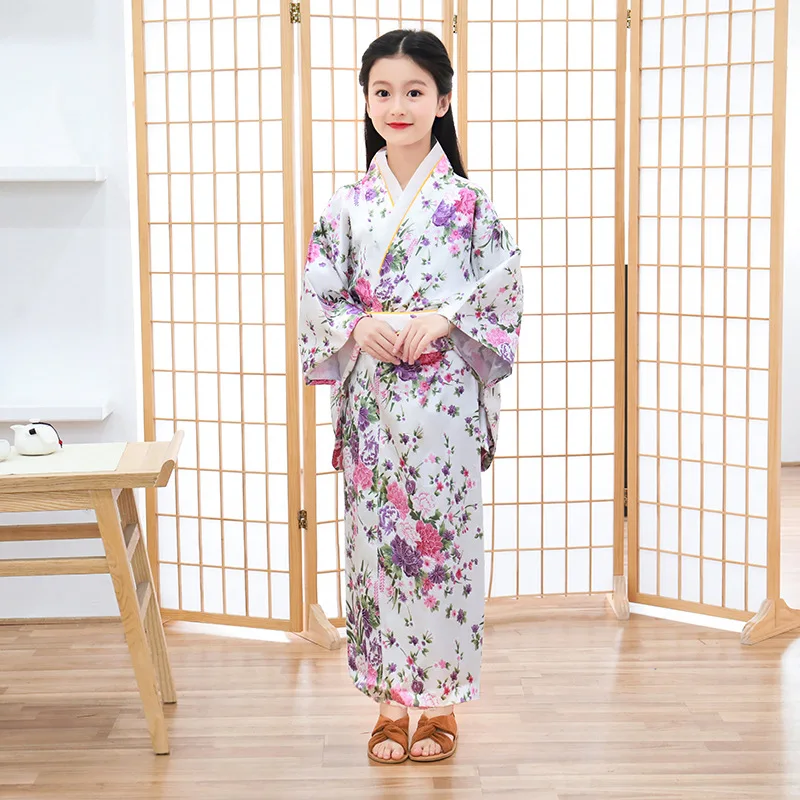 Robe Kimono Japonaise à Imprimés pour Fille, Ensemble Traditionnel pour le Primaire, Spectacles Scolaires, Cosplay