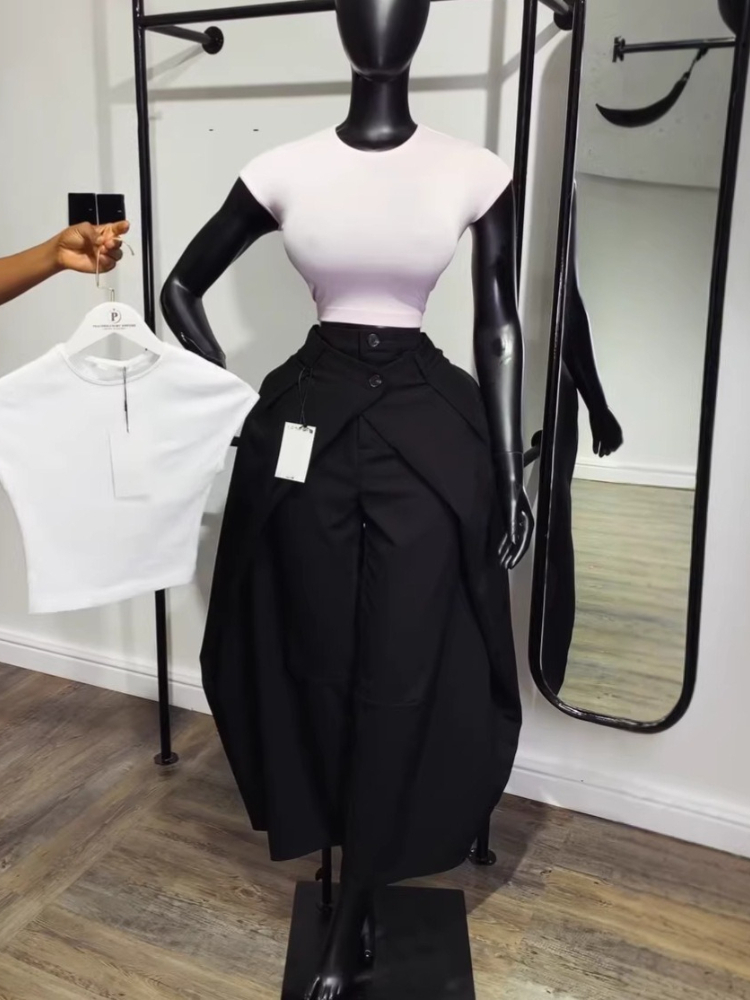 Pantalon large pour femme, coupe slim, taille haute, droit, style Y2K, streetwear élégant, décontracté, été 2026