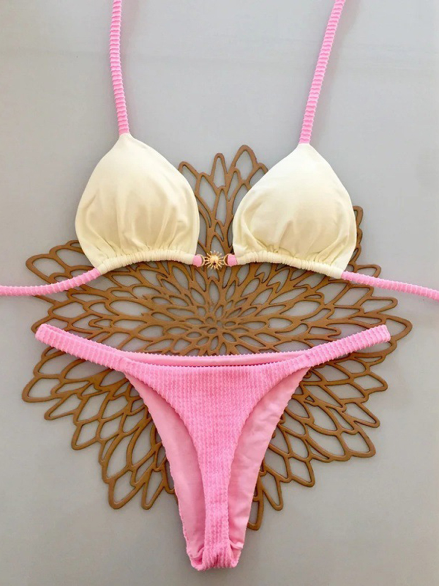 Ensemble deux pièces Bikini couleur unie maillots de bain femmes Sexy Push Up 2026 nouveau Micro mode plage vacances maillots de bain