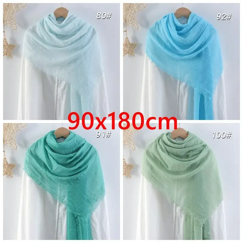 90x180 cm femmes coloré coton et lin écharpe châles enveloppes doux Pashimina femme Hijab concepteur écharpes Bandana bandeau