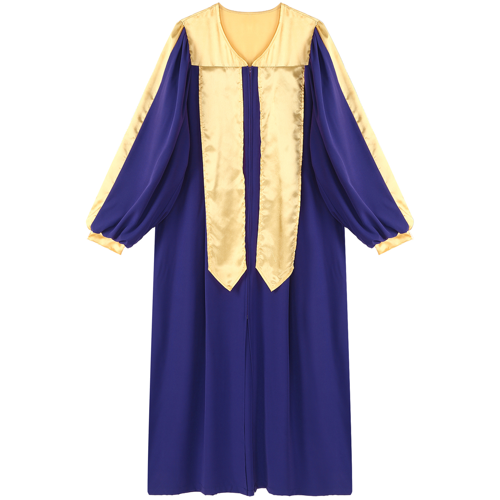 Robe de culte de chorale d'église pour femmes et hommes, Robe de danse liturgique, col en v, manches longues, fermeture éclair, Costume de fête Cosplay d'halloween