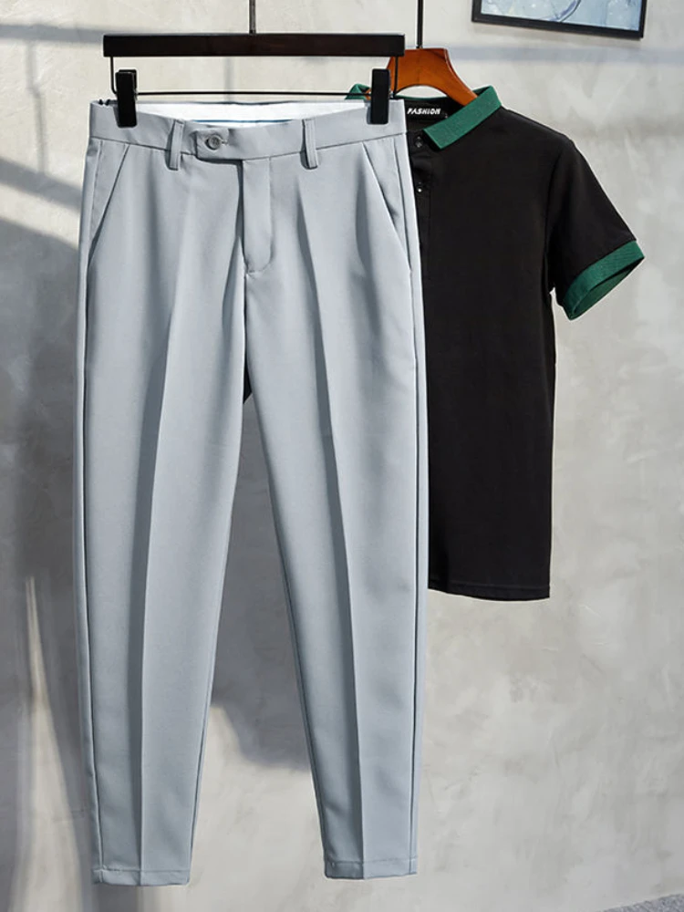 9 costumes courts pour hommes pantalons blancs pour hommes drapeados fluides de haute qualité vêtements de luxe de Style coréen de luxe été 2025 pas cher