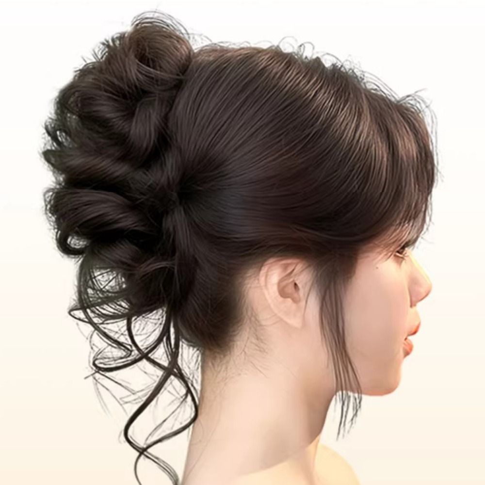 Nouvelle pince à chignon en cheveux synthétiques, grande pince à cheveux bouclés, perruque chignon marron moelleux, accessoires capillaires