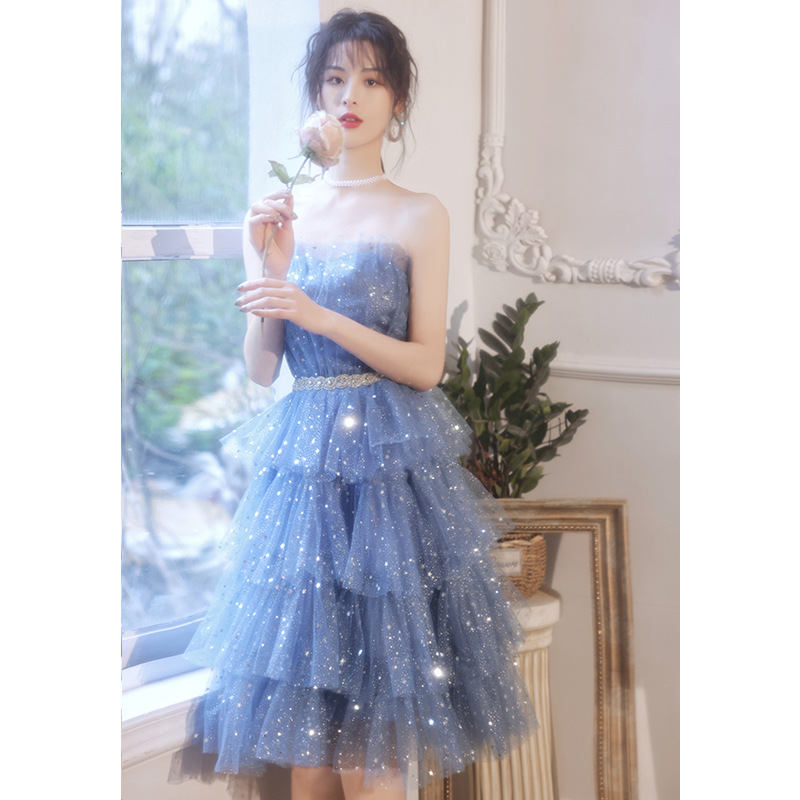 Robe de soirée princesse pour femmes, nouveau tempérament, fête d'anniversaire, Banquet, Super féerique, haut tubulaire, robe de remise de diplôme pour étudiantes, 2023