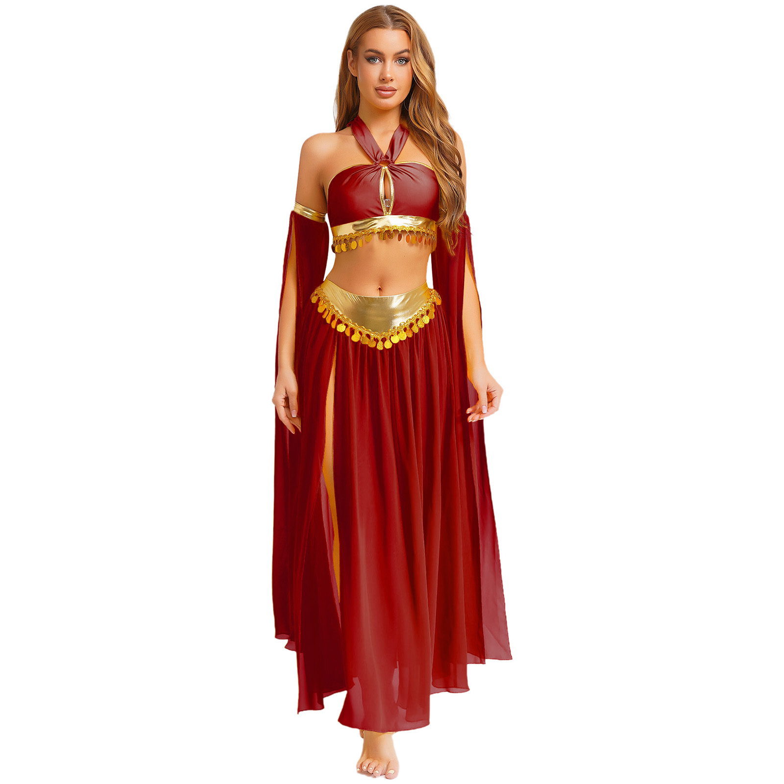 Costume de danse du ventre arabe ethnique pour femmes, tenue de princesse arabe, à paillettes, spectacle de danse orientale, tenues de danse du ventre