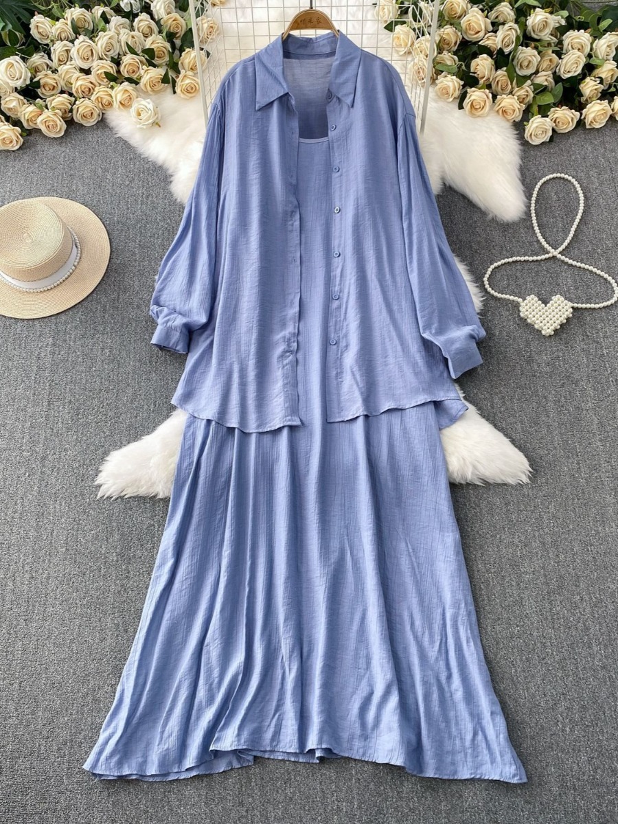 Robe chemise pour femmes musulmanes, ensemble deux pièces, costumes modestes solides, Ensemble musulman du Ramadan, Maroc, dubaï, Abayas, tenues islamiques Jalabiya