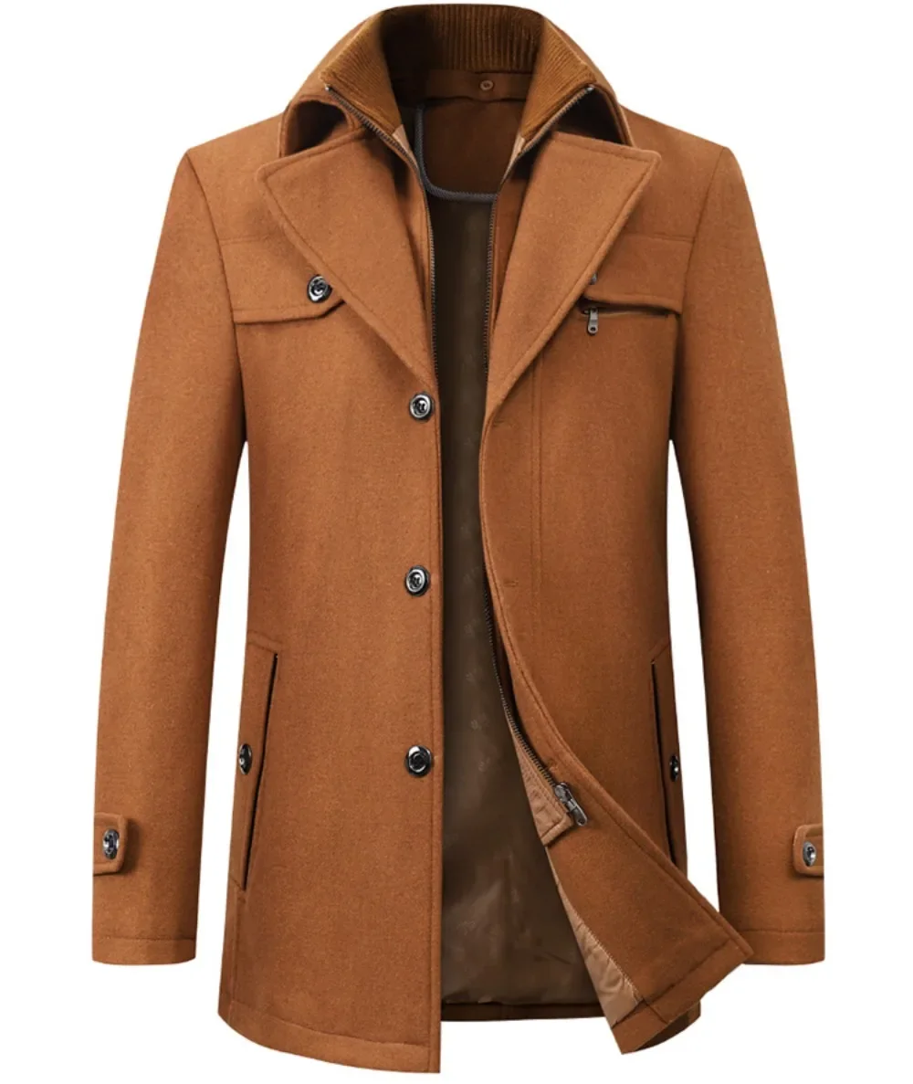 Manteau en laine à double col pour hommes, pardessus d'automne et d'hiver, vêtements pour hommes, nouveau, 2023