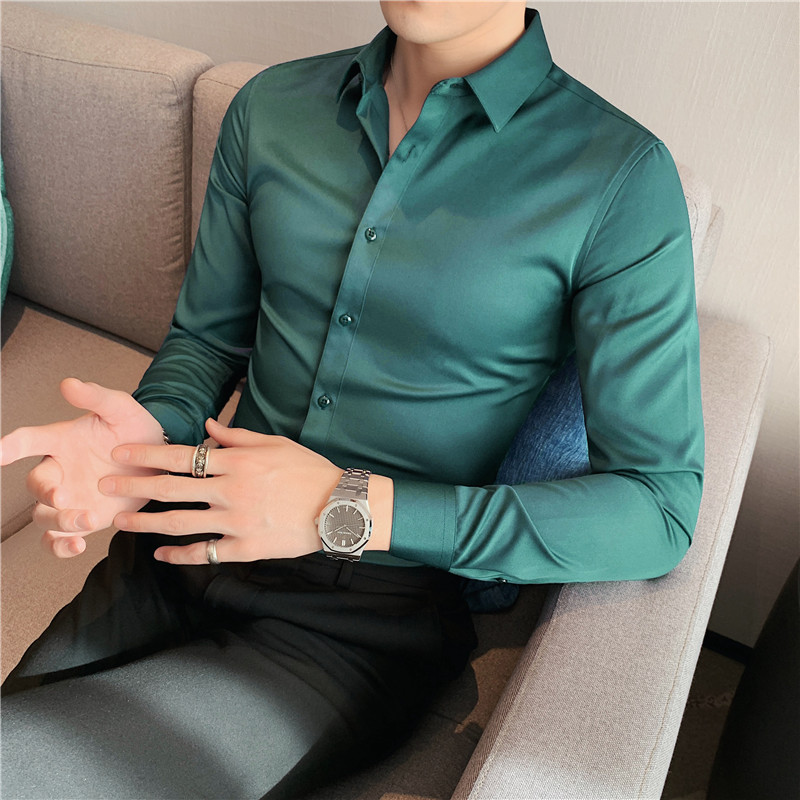 Grande taille S-7XL haute qualité hommes robe chemise 2024 automne à manches longues solide affaires chemises minces Homme robe sociale chemise décontractée