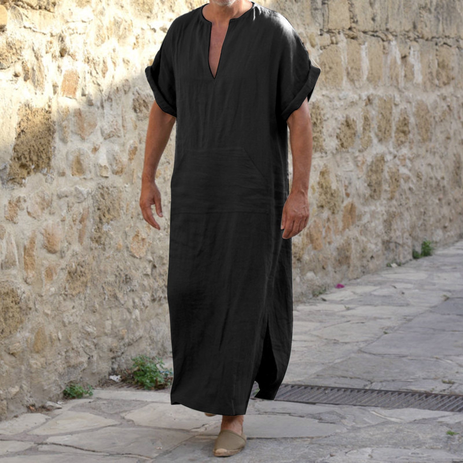 Robe musulmane pour hommes, Abaya arabe du moyen-orient, Jubba Thobe, vêtements islamiques du Ramadan, Costume National arabe, vêtements de prière masculins