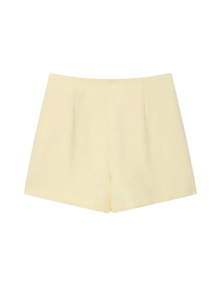 Jupe-short taille haute pour femme avec fente avant et fermeture éclair latérale, jupe-short unie tendance pour femme