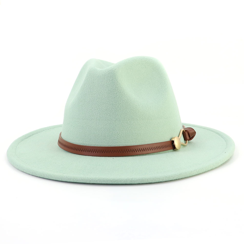 Nouveau marron boucle de ceinture Jazz Fedora chapeau automne hiver femmes hommes fête église haut-de-forme à large bord chapeau de soleil feutre Panama casquette
