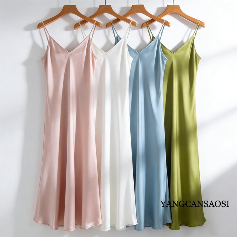 Robe en Satin de mûrier naturel pour femmes, nouvelle mode 2026, 21MM, 100% soie de mûrier, uni, étendue, française, Sexy, bretelles réglables, couleur unie