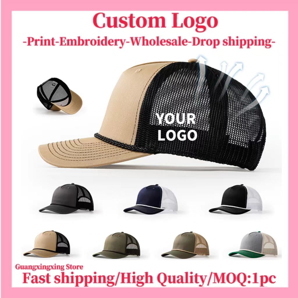 Chapeau brodé personnalisé pour hommes et femmes, casquette en filet, chapeau de baseball, design, impression d'images, logo personnalisé, vente en gros