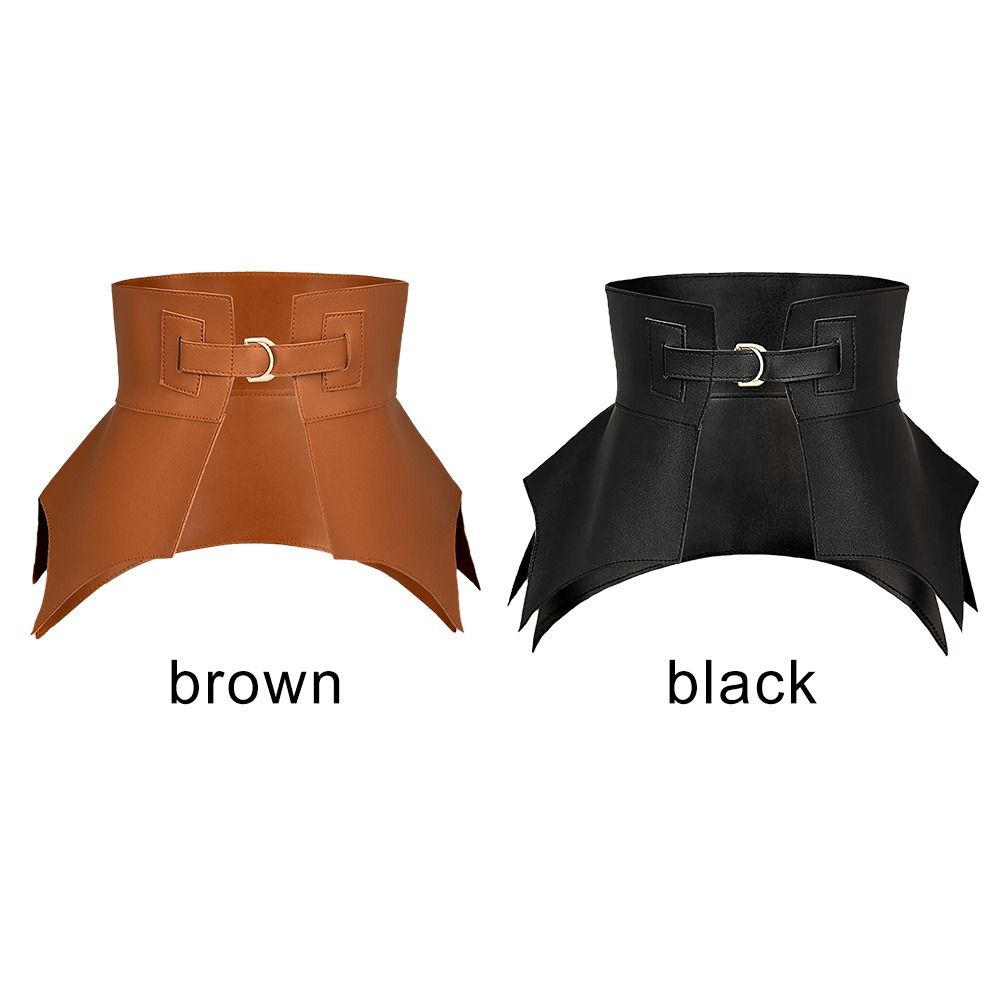 Ceinture corset en cuir PU pour femme, longue et large, irrégulière, noire et marron, style punk, mode automne et hiver