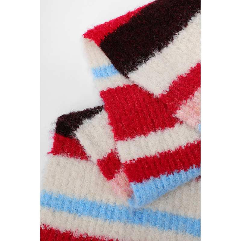ELFSACK 2025 hiver nouveautés mignon décontracté Preppy doux rayure écharpe en peluche pour les femmes