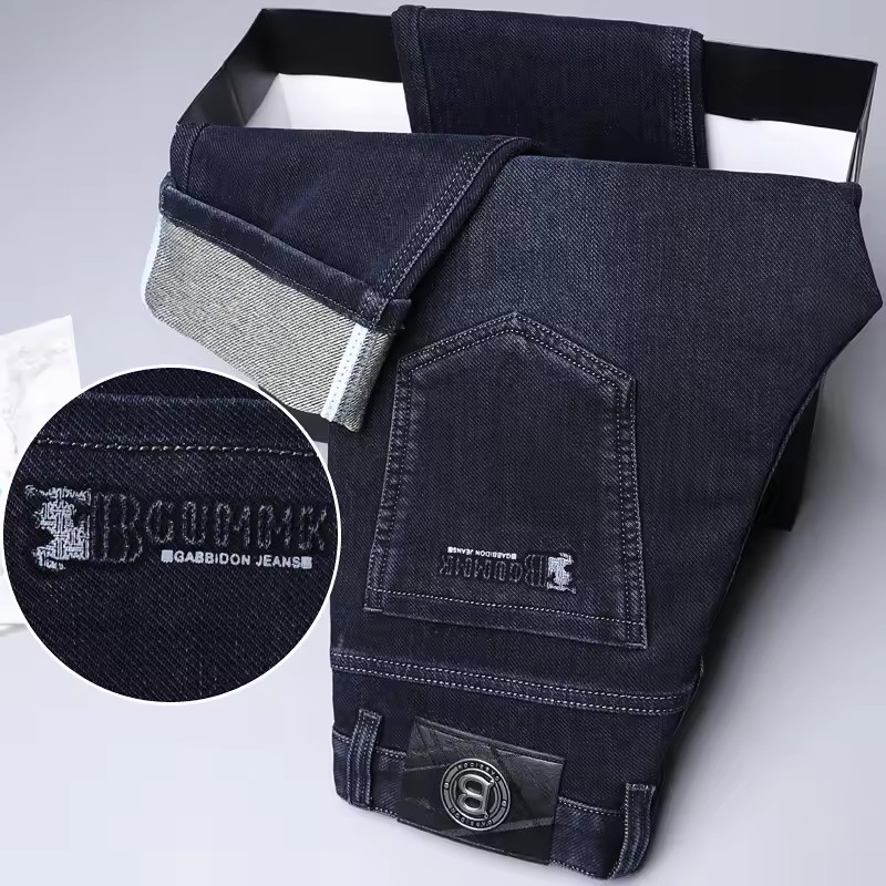 Jean à jambe droite pour hommes, haute qualité, léger, luxe, brodé, décontracté, polyvalent, mode, amincissant, Style Silhouette lisse