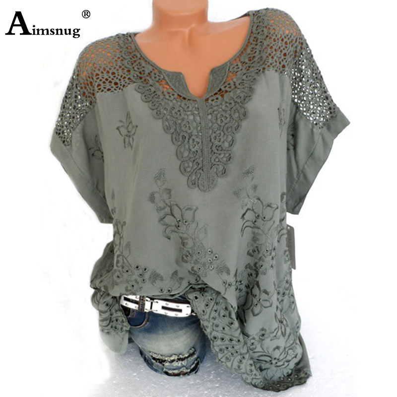Grande taille S-6XL femmes nouveau été creux solide Y-manches chauve-souris broderie femme T-Shirt Streetwear adt dames Tee Shirt