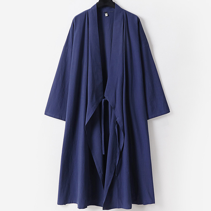 Kimono Cardigan de grande taille pour hommes, Yukata Haori, longue robe de bain, vêtements traditionnels japonais, Costume de samouraï ample en coton et lin