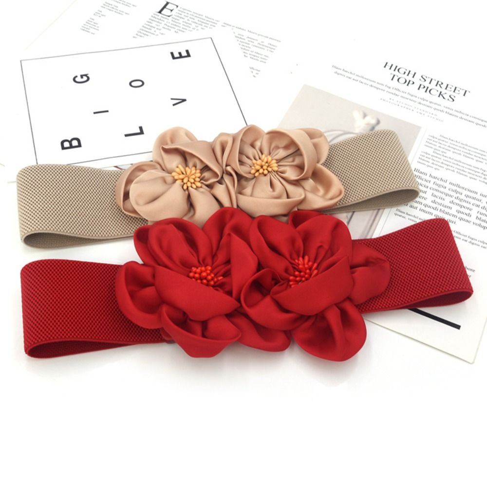 Large ceinture élastique florale Chic décontracté grandes fleurs ceinture à la mode dames robe Cummerbands jupe robe manteau décor accessoires