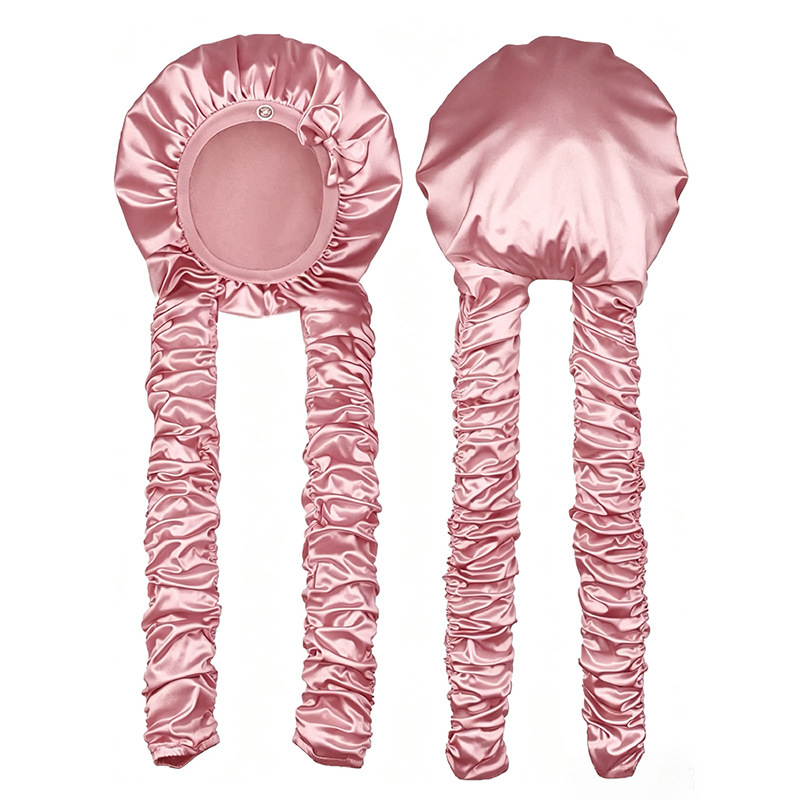 Bonnet de nuit en satin pour femmes, bonnet de sommeil pour cheveux tressés à longue queue, couvre-chef, bonnet de douche pour sauna et bain.