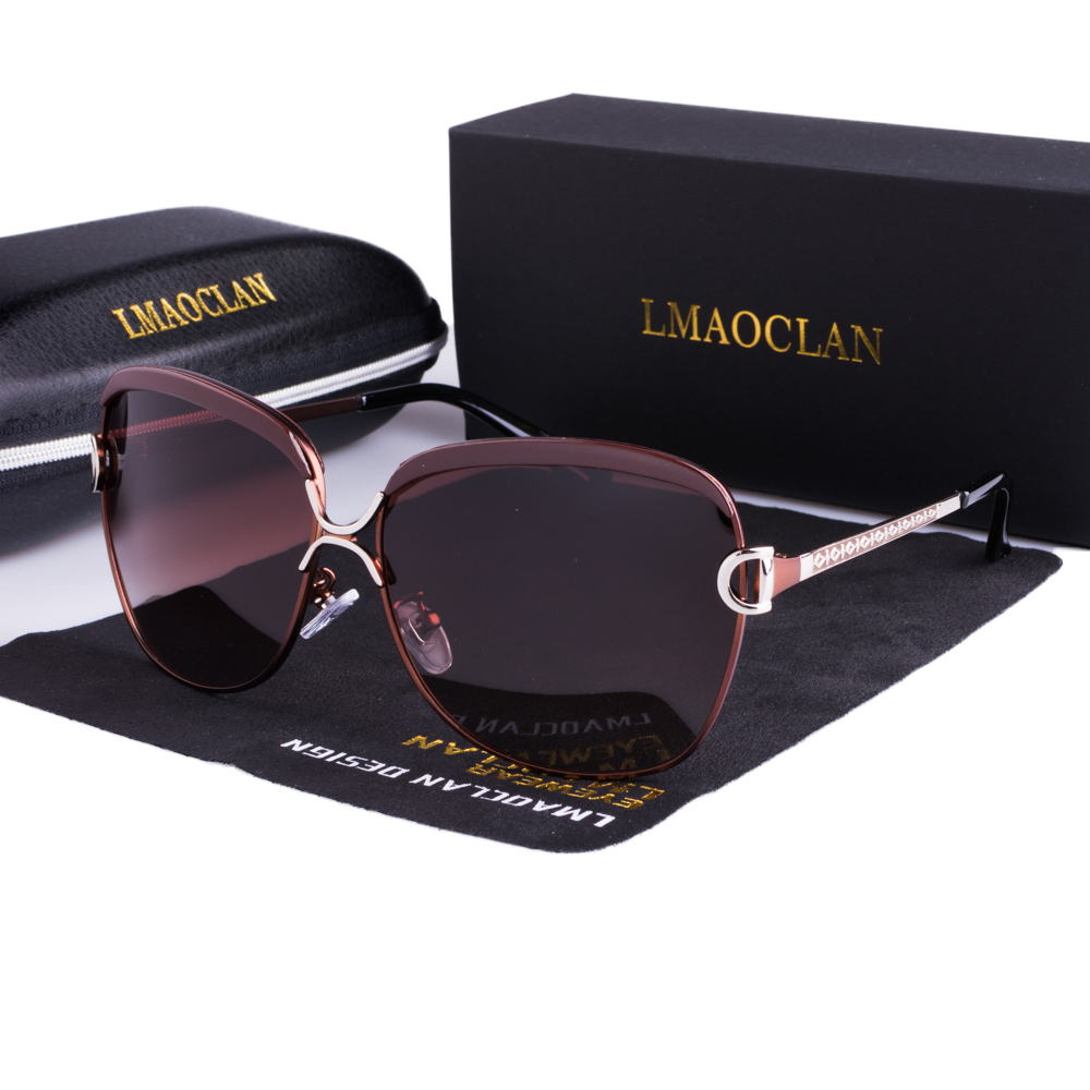 LMAOCLAN-Lunettes de soleil polarisées pour femmes, verres dégradés, rondes, carrées, marque de luxe