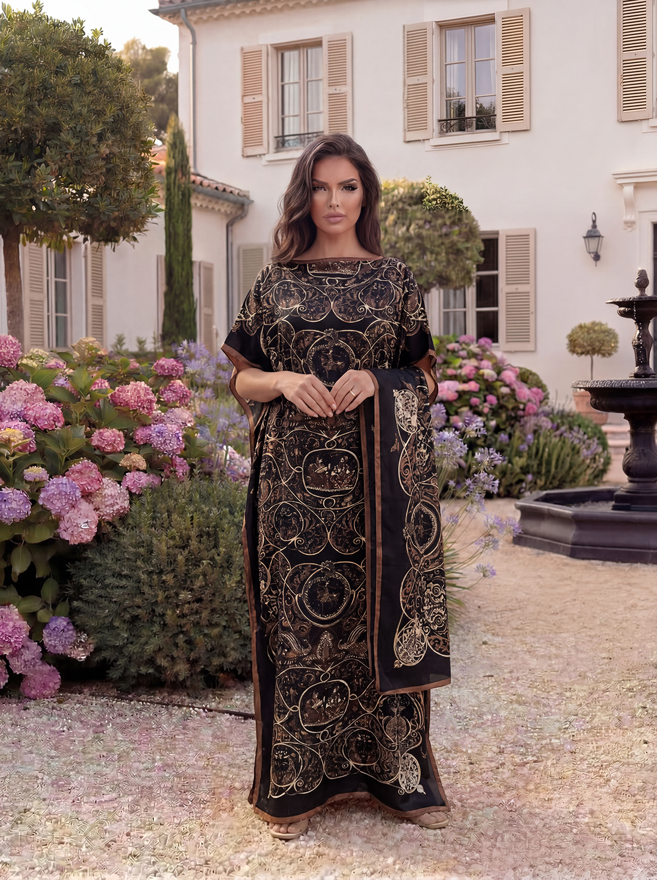Abaya vintage baroque à imprimé animalier avec foulard, kaftan maxi ample pour femmes musulmanes africaines, tenue d'été pour la plage et les vacances