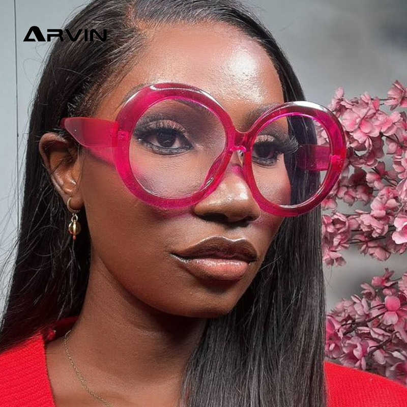 Montures de lunettes rondes surdimensionnées pour femmes, nouvelle mode de luxe de styliste pour dames, couleur bonbon, lunettes sans prescription