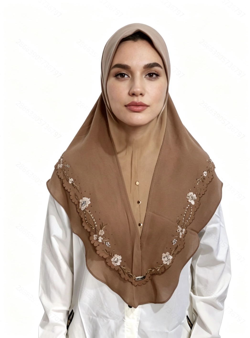 Hijab musulman pour femmes, turban musulman, écharpe arabe, broderie florale, directement instantané, Ramadan, prière islamique Shayla tiens imar
