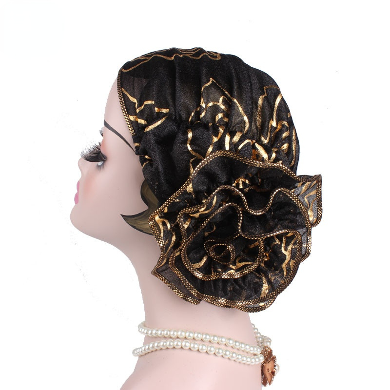 Turbans à grandes fleurs pour femmes, plaque de fil de beauté, bandeau Jacquard, chapeau en dentelle, casquettes musulmanes, couvre-chef islamique, nouvelle collection printemps 2025