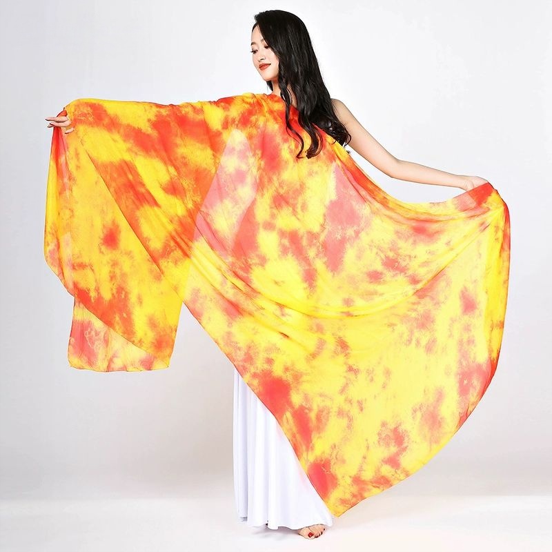 Mejance cravate colorant Texture légère voile de soie châle Performance danse du ventre écharpe femmes Costume accessoire ouverture danse voiles 250 cm