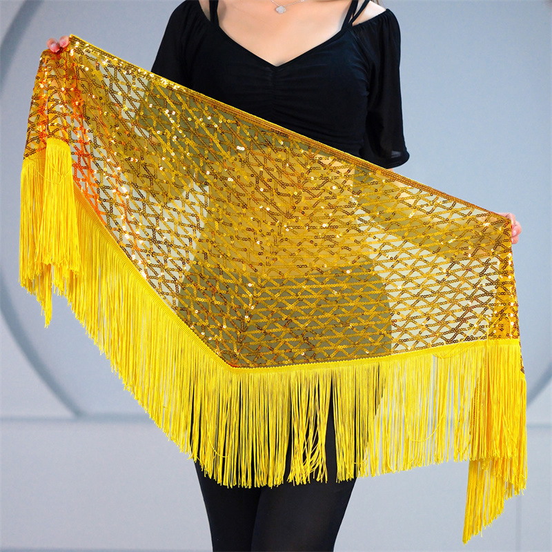 Écharpe de hanche de danse du ventre avec glands et paillettes, Mini jupe portefeuille triangulaire pour femmes, Performance orientale, Costume à franges, pratique d'entraînement