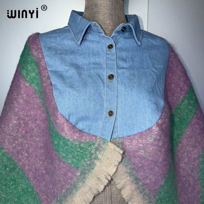 Poncho d'hiver tendance pour femmes WINYI, manteau africain, robe musulmane, abaya, veste cape de luxe pour femmes du Moyen-Orient
