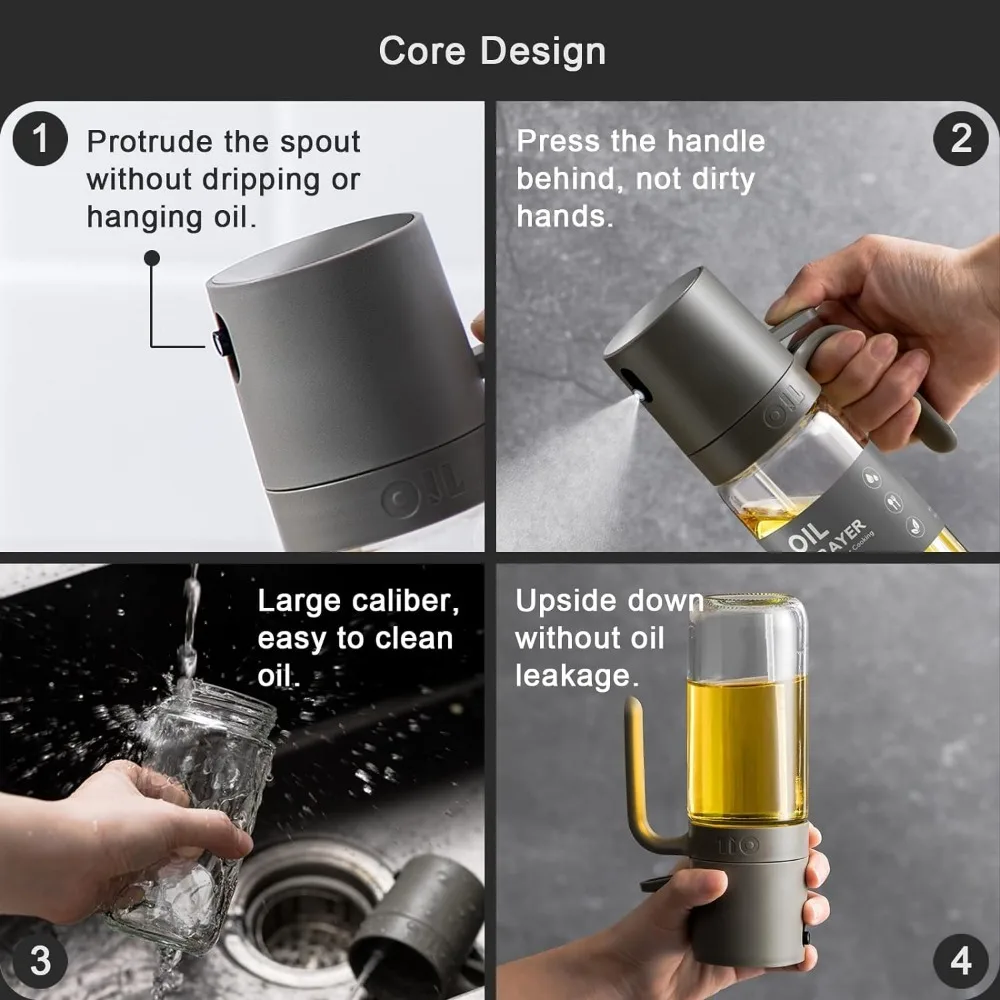 Pulvérisateur d'huile d'olive, Gadgets de cuisine, bouteille de pulvérisation d'huile en verre de 8.5oz, pulvérisateur d'huile de cuisson, distributeur d'huile d'olive