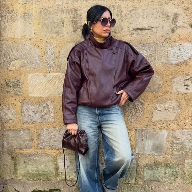 Vestes en similicuir pour femmes, veste bomber oversize pour femmes, manteaux d'hiver pour femmes, vêtements d'extérieur, vestes demi-saison