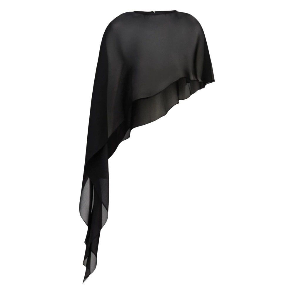 Cape châle élégante en mousseline transparente asymétrique pour femme, boléro en maille irrégulière, couvre-robe de soirée